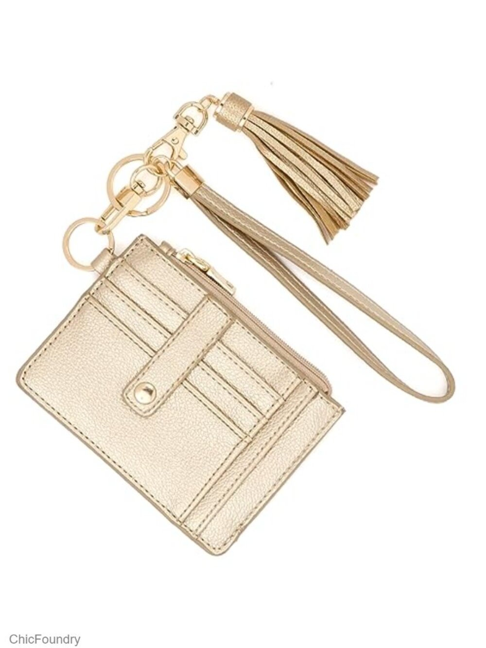 RFID Wristlet Wallet Vegan Leather Card Holder Keychain Women